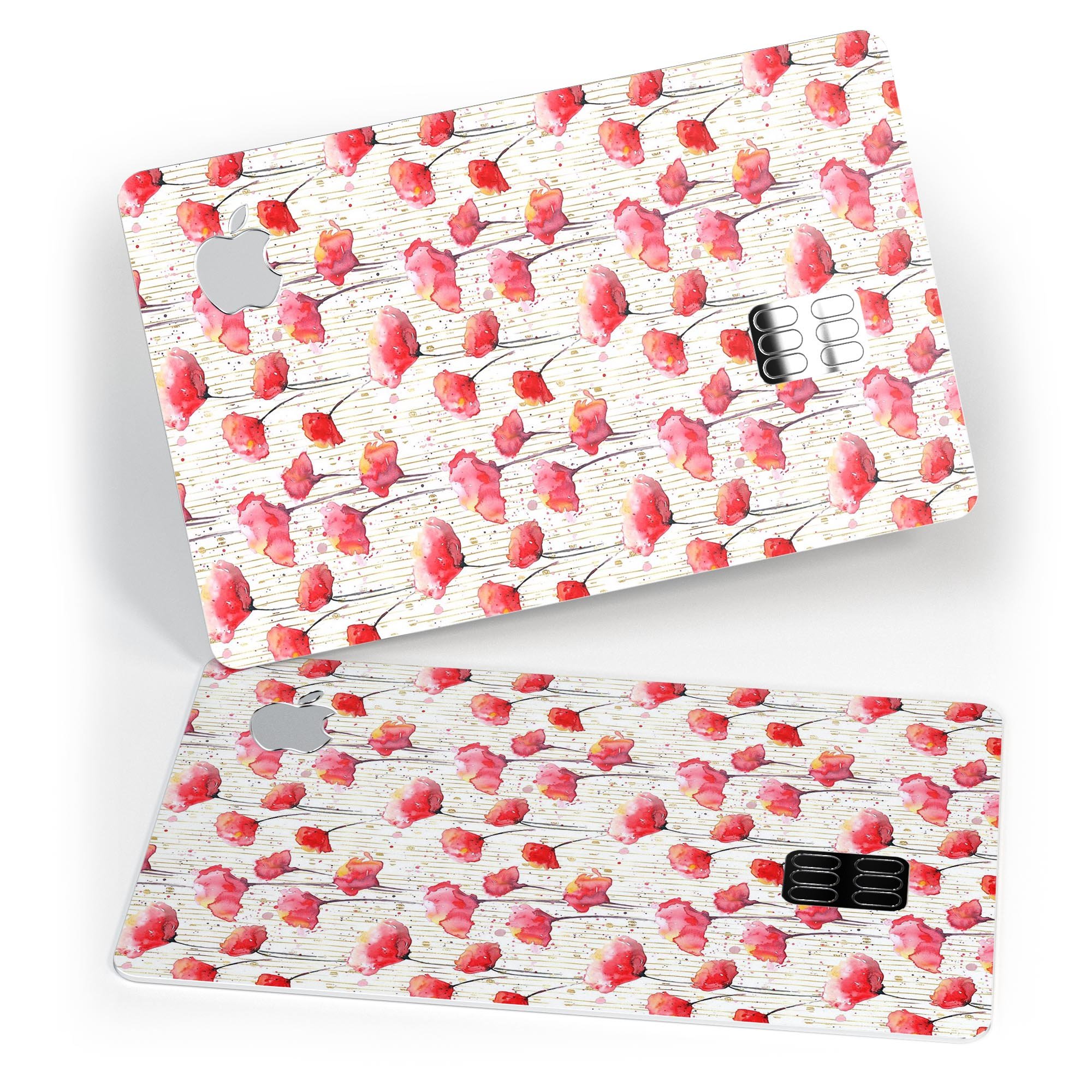 Karamfila Watercolo Poppies V14 decal skin for Apple Card, showcasing vibrant poppy design with premium finish.